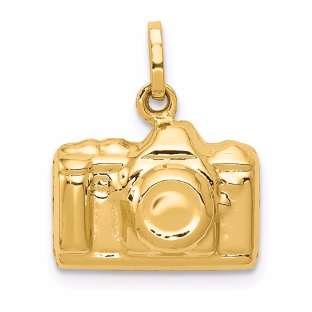 14k 3-D Polished Camera Charm - image 1